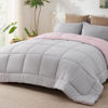 Picture of Bedsure King Reversible Comforter Duvet Insert - All Season Quilted Comforters King Size, Down Alternative King Size Bedding Comforter with Corner Tabs - Pink/Grey