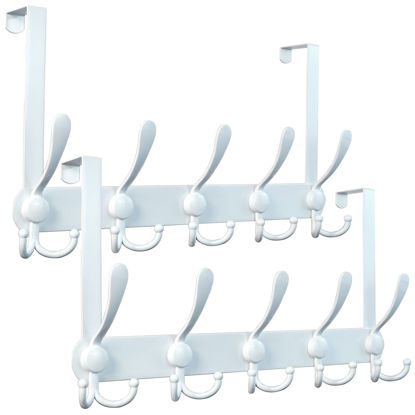 Picture of Encozy Over The Door Hooks,Coat Rack for Hanging Clothes Hat Towel (Heavy Duty White 2pcs)