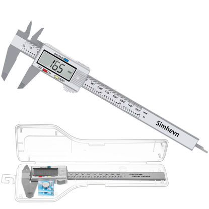 Picture of Simhevn Electronic Digital Caliper, LCD | 0 to 6 inch inch/mm Conversion, Automatic Shutdown Function, White/Black, Very Suitable for Home/Jewelry/DIY Measurement, etc