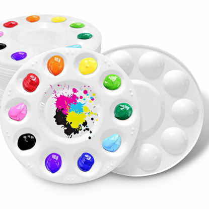 Picture of Hulameda 28 Pcs Paint Tray Palettes Plastic for Kids to Put Cupcake and Art Painting