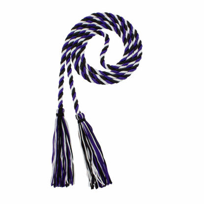 Picture of Graduation Honor Cord - Black/Purple/White - Every School Color Available - Made in USA - by Tassel Depot