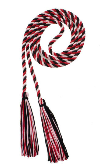 Picture of Graduation Honor Cord - Black/RED/Ltpink - Every School Color Available - Made in USA - by Tassel Depot