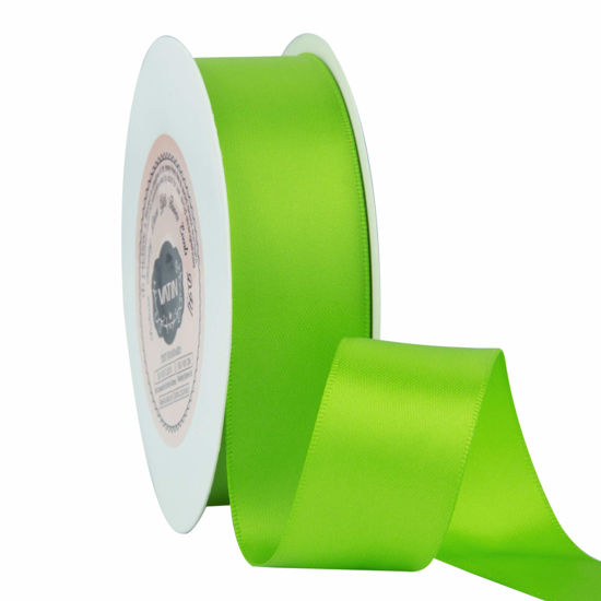 Picture of VATIN 1 inch Double Faced Polyester Satin Ribbon Apple Green -Continuous 25 Yard Spool, Perfect for Wedding, Wreath, Baby Shower,Packing and Other Projects