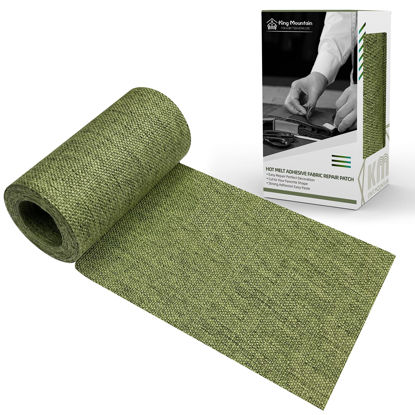 Picture of King Mountain Premium Linen Fabric Iron-on Repair Patch, Inside&Outside Fabric Repair Patch, 3"x60" with Backing Glue Linen Repair Decorative Patch kit (Linen-3"x60", Grass Green)