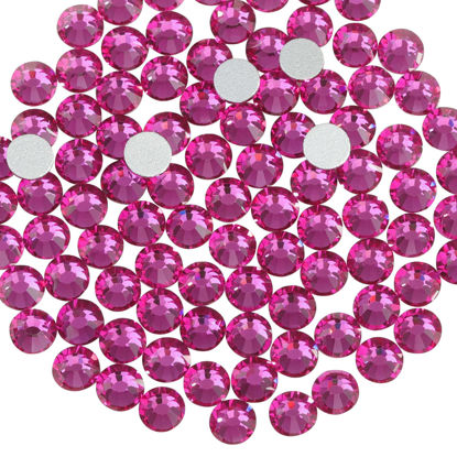 Picture of Beadsland 1440pcs Flat Back Crystal Rhinestones Round Gems for Nail Art and Craft Glue Fix, Fuchsia,SS10,2.7-2.9mm