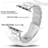 Picture of HOPO Compatible With Apple Watch Band 38mm 40mm 42mm 44mm Thin Light Resin Strap Bracelet With Stainless Steel Buckle Replacement For iWatch Series 8 7 6 5 4 3 2 1 SE (Pearl White/Silver,42/44/45/49mm)