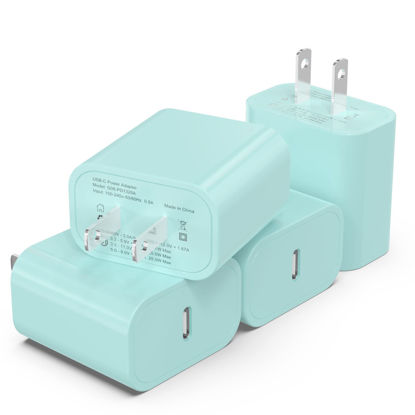 Picture of 4Pack [Apple MFi Certified] iPhone Fast Charger, iGENJUN 20W USB C Charger Wall Charger Block with PD 3.0, Compact USB C Power Adapter for iPhone 14/14 Pro/13, Galaxy, Pixel, AirPods Pro-Light Green