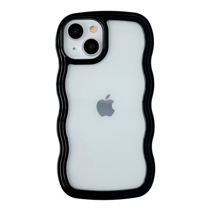 Picture of Caseative Cute Curly Wave Frame Shape Shockproof Soft Compatible with iPhone Case (Black,iPhone 13 Pro Max)