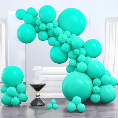 Picture of PartyWoo Teal Balloons, 100 pcs Teal Blue Balloons Different Sizes Pack of 36 Inch 18 Inch 12 Inch 10 Inch 5 Inch Balloons for Balloon Garland Arch as Party Decorations, Birthday Decorations
