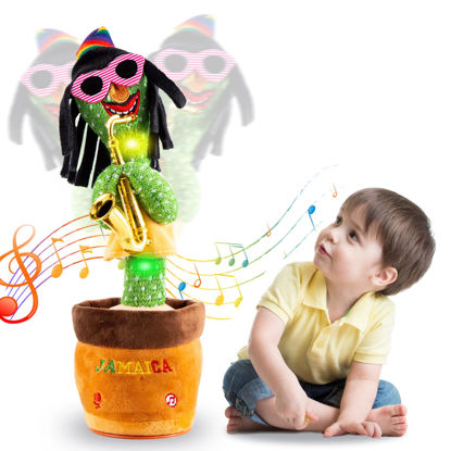 Picture of Kids Dancing Talking Cactus Toys for Baby Boys and Girls, Singing Mimicking Recording Repeating What You Say Sunny Cactus Electronic Light Up Plush Toy with 124 English Songs Smart Toy