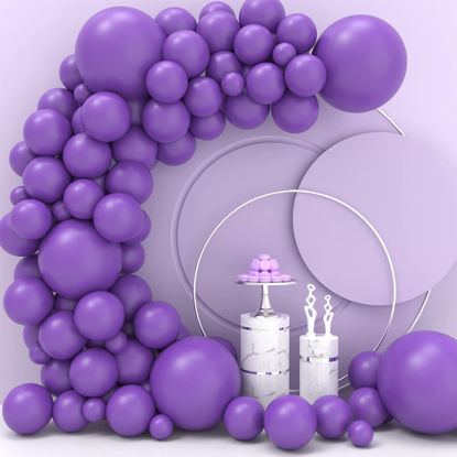 Picture of JOYYPOP Purple Balloons 110 Pcs Purple Balloon Garland Kit Different Sizes 5 10 12 18 Inch Purple Balloons for Baby Shower Birthday Party Decorations