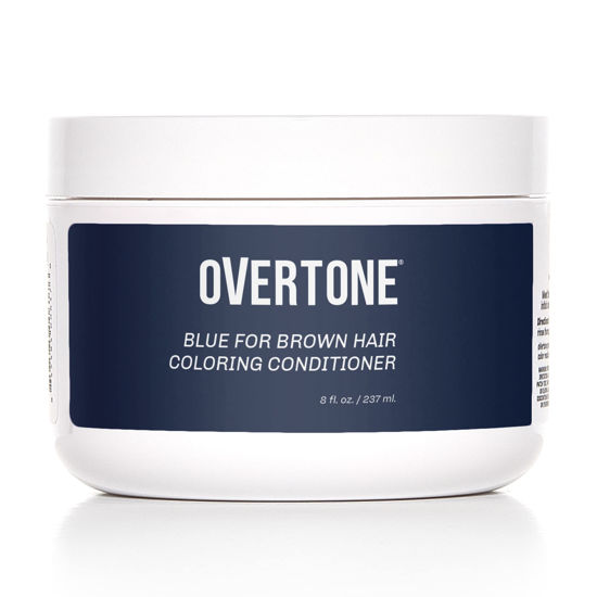 Picture of OVERTONE Haircare Semi-Permanent Color Depositing Conditioner with Shea Butter & Coconut Oil, Blue for Brown, Cruelty-Free, 8 oz