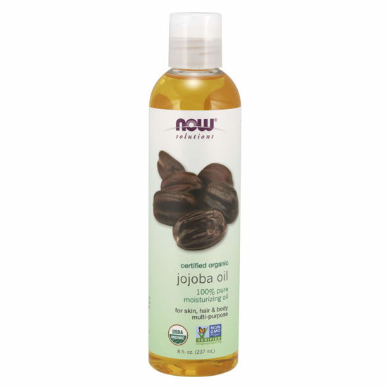 Picture of NOW Solutions, Organic Jojoba, Moisturizing Multi-Purpose Oil for Face, Hair and Body, 8-Ounce