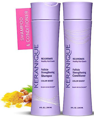 Picture of Keranique Color Safe Shampoo and Conditioner - Protect and Extend Color Shampoo and Conditioner for Women with Dry, Fine, Color Treated Hair - Sulfate Free Set for Colored Hair with UV Protection