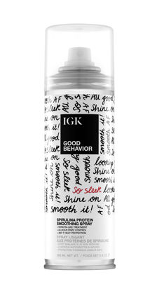 Picture of IGK GOOD BEHAVIOR Spirulina Protein Smoothing Spray | Keratin Like Treatment + Frizz Control + Heat Protectant | Vegan + Cruelty Free | 5.6 Oz