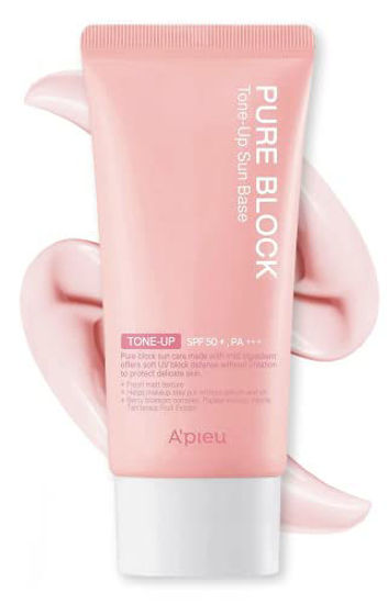 Picture of A'PIEU Pure Block Tone Up Sunscreen Base SPF50+/PA+++ 50ml | Tone-Up Reef Safe Korean Sunscreen for Makeup Base