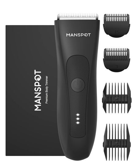 Picture of MANSPOT Groin Hair Trimmer for Men and Women, Electric Ball Trimmer/Shaver, Hypoallergenic Ceramic Blade Heads, Waterproof Wet/Dry Groin & Body Shaver Groomer, 20 Times Usage After Fully Charged