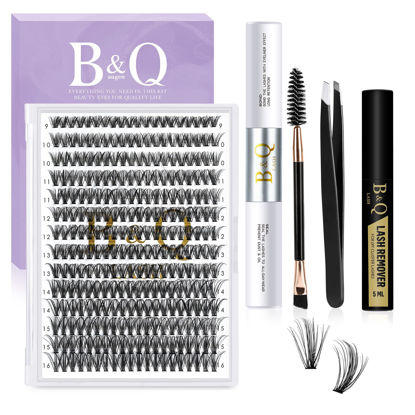 Picture of DIY Lash Extension Kit B&Q 280 PCS Individual Eyelash Extension Kit 0.07D 9-16MIX 30D 40D 50D Cluster Lashes Kit Lash Glue Remover and Applicators for Eyelash Extensions Beginners(Kit-40D-0.07D,9-16MIX)