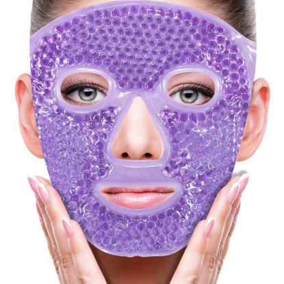 Picture of Face Eye Mask Ice Pack for Reducing Puffiness, Bags Under Eyes, Puffy Dark Circles, Migraine,Hot/Cold Pack with Soft Plush Backing (Purple #22)