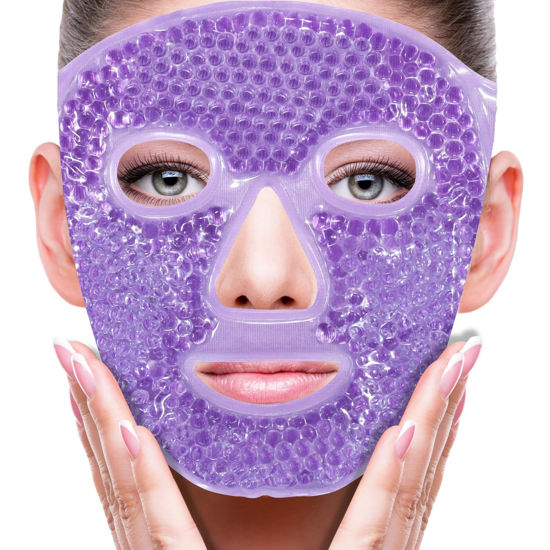 Picture of Face Eye Mask Ice Pack for Reducing Puffiness, Bags Under Eyes, Puffy Dark Circles, Migraine,Hot/Cold Pack with Soft Plush Backing (Purple #22)