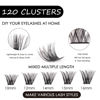 Picture of Cluster Lashes 120 Individual Lashes Clusters Eyelash Extensions DIY Wispy Fluffy Lash Extension Kit with Applicator and Lash Bond and Seal False Eyelashes Natural Look Mix 10-16mm C D Curl-DM28