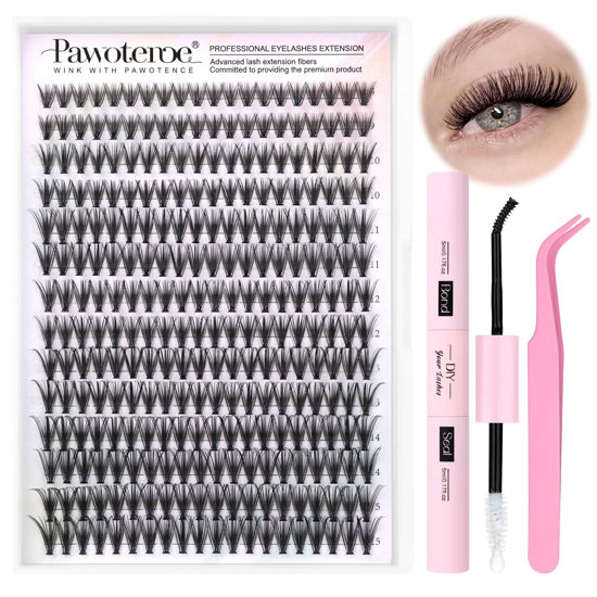 Picture of DIY Lash Extension Kit 280pcs Individual Lashes Cluster D Curl Eyelash Extension Kit 30D Handmade 8-15mm Mix Natural Lash Clusters with Lash Bond and Seal and Lash Applicator Tool for Self Application at Home (30D-0.07D-8-15MIX KIT)