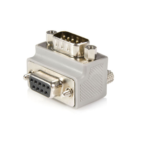 Picture of StarTech.com Right Angle DB9 to DB9 Serial Cable Adapter Type 1 - M/F - Serial adapter - DB-9 (M) to DB-9 (F) - GC99MFRA1