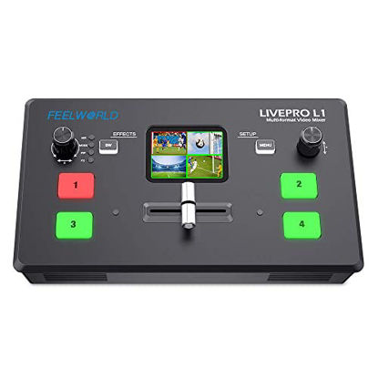 Picture of Feelworld LIVEPRO L1 V1 Multiformat Video Mixer Switcher 2 Inch LCD Display 4X HDMI Input USB3.0 Live Streaming/Camera Production/Live Broadcast (with USB Cable + Adapter)
