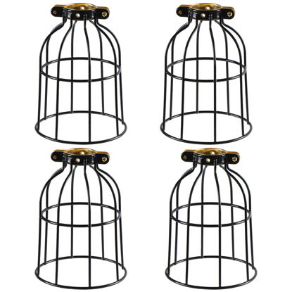 Picture of Vintage Metal Lighting Cage, Old Open Style Lamp Guard Industrial Grade Adjustable for Pendant, Lamp Holder, Ceiling Fan Light Bulb Covers, Perfect DIY Lamp Shade Replacement Accessories, Pack of 4