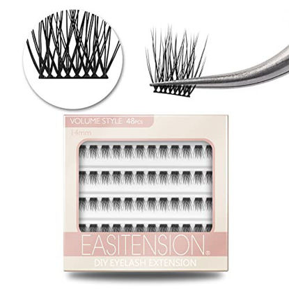 Picture of DIY Eyelash Extension, 3D Effect Glue Bonded Band Individual Lash 48 Clusters Volume Lashes Set, Home Eyelash Extension, C curl Lashes Pack 14MM-48 Clusters