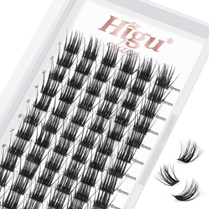 Picture of Lash Clusters DIY Eyelash Extensions 72 Pcs Cluster Eyelash Extensions 16mm Cluster Lashes D Curl Lash Clusters Thin Stem Eyelash Clusters Reusable Makeup for Self-application (Fluffy D 16mm)