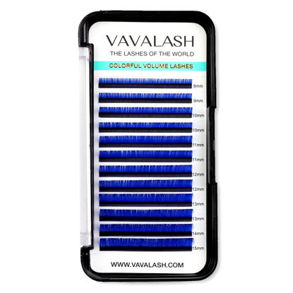 Picture of Colored Lash Extensions 0.07mm DD Curl Blue Individual Volume Lashes Extensions 8-15 Mix Length Color Eyelash Extensions for Salon (Blue 0.07-DD, 8-15mm)