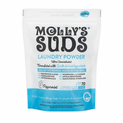 Picture of Molly's Suds Original Laundry Detergent Powder | Natural Laundry Detergent Powder for Sensitive Skin | Earth-Derived Ingredients, Stain Fighting | 70 Loads (Peppermint)