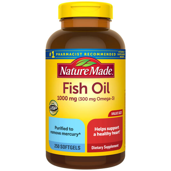 Picture of Nature Made Fish Oil 1000 mg Softgels, Fish Oil Supplements, Omega 3 Fish Oil for Healthy Heart Support, Omega 3 Supplement with 250 Softgels, 125 Day Supply