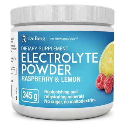 Picture of Dr. Berg Hydration Keto Electrolyte Powder - Enhanced w/ 1,000mg of Potassium & Real Pink Himalayan Salt (NOT Table Salt) - Raspberry & Lemon Flavor Hydration Drink Mix Supplement - 50 Servings