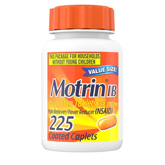 Picture of Motrin IB, Ibuprofen 200mg Tablets, Pain Reliever & Fever Reducer for Muscular Aches, Headache, Backache, Menstrual Cramps & Minor Arthritis Pain, NSAID, 225 Ct