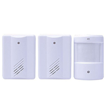 Picture of Wireless Doorbell Chime Kit,Home Security Alarm,MALLCROWN Wireless Driveway Alert, Infrared Motion Sensor Chime with 2 Receiver and 1 Sensor,Motion Sensor Detect Alert