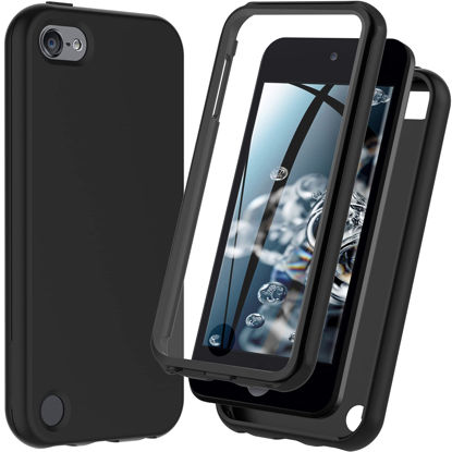 Picture of iPod Touch 7th/6th/5th Generation Case, iPod Touch case, Shockproof Silicone Case [with Built in Screen Protector] Full Body Heavy Duty Rugged Defender Cover Case for iPod Touch 7/6/5 (Black)