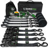 Picture of RHINO USA Ratchet Straps Tie Down Kit, 5,208 Break Strength - Includes (4) Heavy Duty Rachet Tiedowns with Padded Handles & Coated Chromoly S Hooks + (4) Soft Loop Tie-Downs