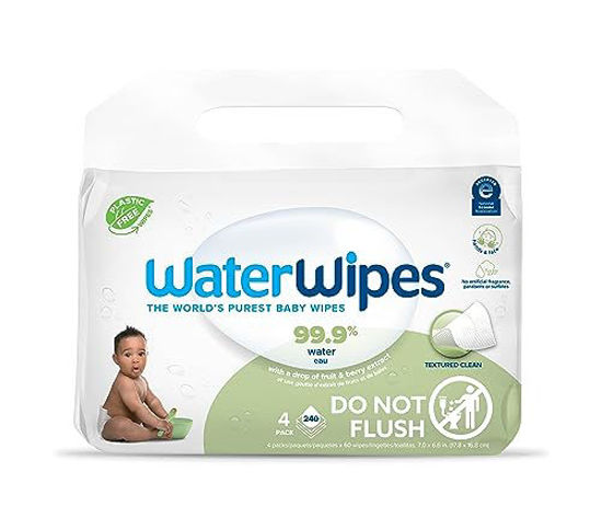 WaterWipes Unscented Baby Wipes, Sensitive and Newborn Skin, 4