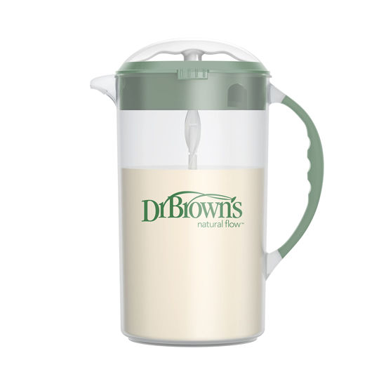 Picture of Dr. Brown's Baby Formula Mixing Pitcher with Adjustable Stopper, Locking Lid, & No Drip Spout, 32oz, BPA Free, Olive