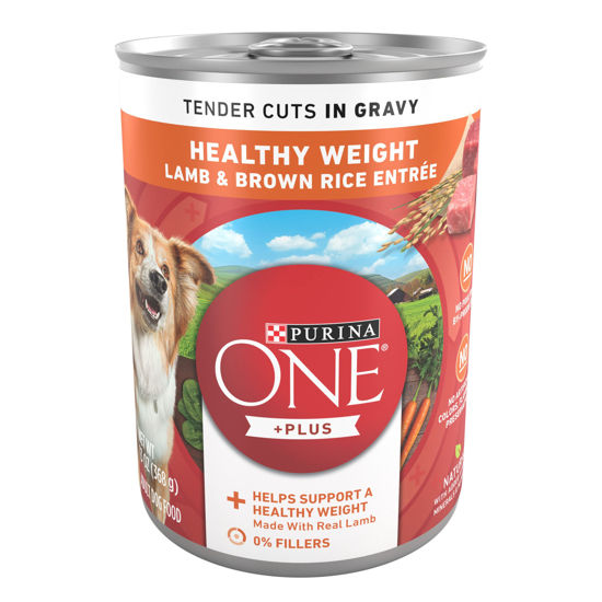 Picture of Purina ONE Plus Tender Cuts in Gravy Healthy Weight Lamb and Brown Rice Entree in Wet Dog Food Gravy - (12) 13 oz. Cans