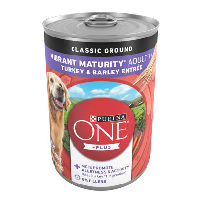 Picture of Purina ONE Plus Classic Ground Vibrant Maturity Adult 7 Plus Turkey And Barley Entree Senior Dog Food - (12) 13 Oz. Cans