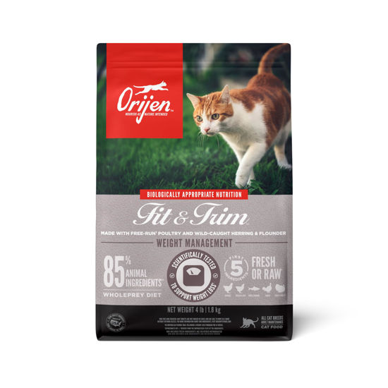 Picture of ORIJEN Fit and Trim Dry Cat Food, Grain Free Cat Food for Adult Cats, With WholePrey Ingredients, 4lb