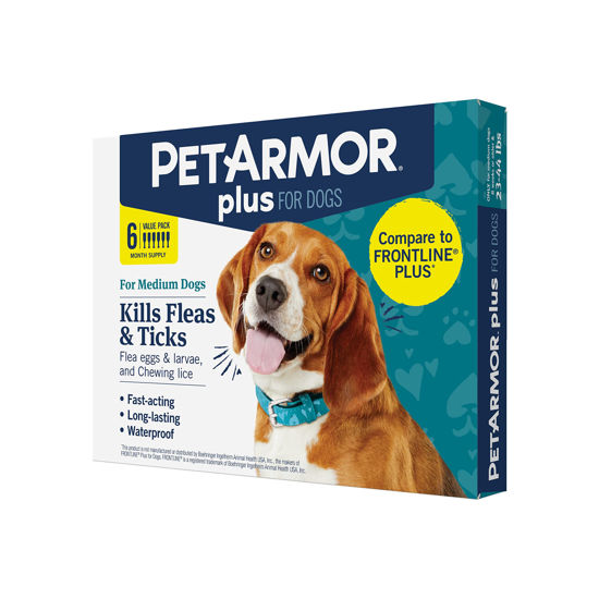 Picture of PetArmor Plus Flea and Tick Prevention for Dogs, Dog Flea and Tick Treatment, Waterproof Topical, Fast Acting, Medium Dogs (23-44 lbs), 6 Doses