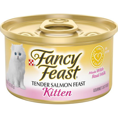 Picture of Purina Fancy Feast Grain Free Pate Wet Kitten Food, Tender Salmon Feast - (24) 3 oz. Cans