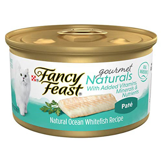 Picture of Purina Fancy Feast Grain Free Wet Cat Food Pate Gourmet Naturals Ocean Whitefish Recipe - (12) 3 oz. Cans