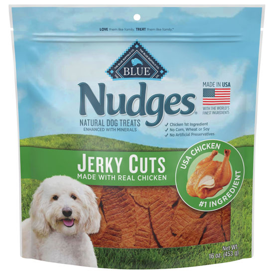 Picture of Blue Buffalo Nudges Jerky Cuts Natural Dog Treats, Chicken, 16oz Bag