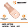 Picture of SELTERM 2pcs 4/0 AWG 1/4" Stud Copper Wire Lugs, Battery Lugs, Ring Terminals, Battery Cable Ends, 0000 Gauge Ring Terminal Connectors, UL Heavy Duty Bare Copper Eyelets Battery Terminal Connectors