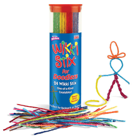 Picture of WikkiStix Sensory Fidget Toy, Arts and Crafts for Kids, Non-Toxic, Waxed Yarn, 6 inch, Reusable Molding and Sculpting Sticks, American, Assorted Colors, 24 Count (Pack of 1), Multi